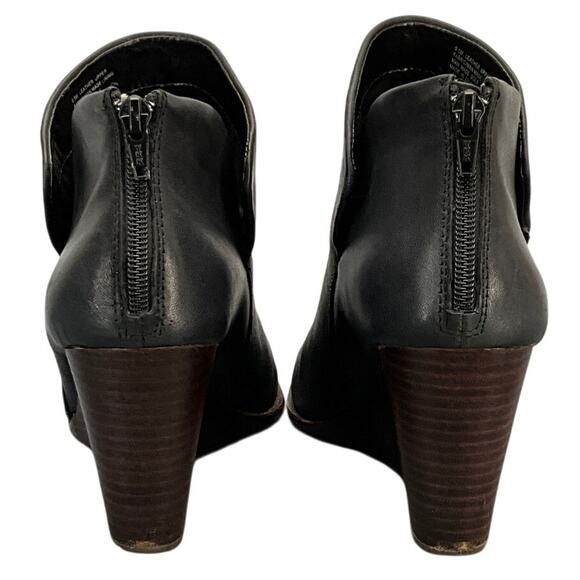 Gianni Bini Black Leather Western Wedge Heel Zip Back Ankle Bootie Women 9.5M - Picture 7 of 10